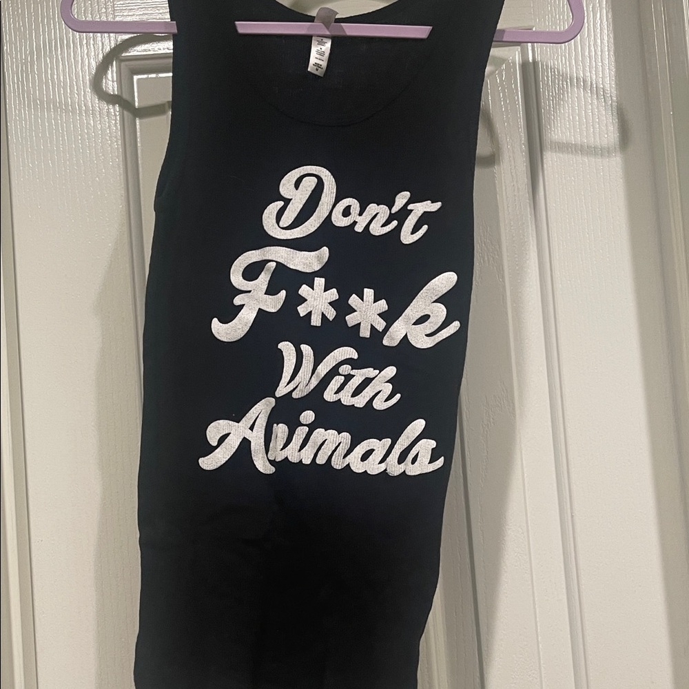 Black Tank Top with Bold White Text
